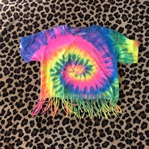 fringe tye dye crop top